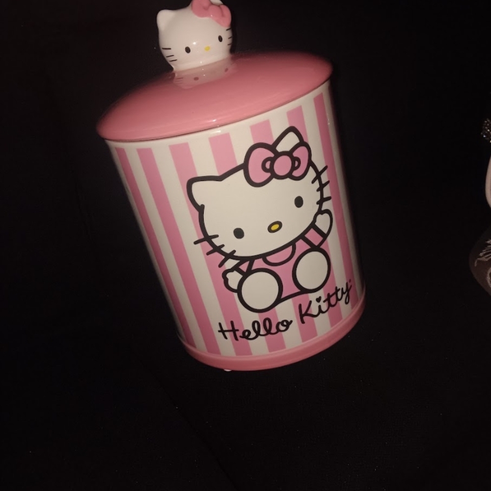 Hello Kitty Pink Striped Canister